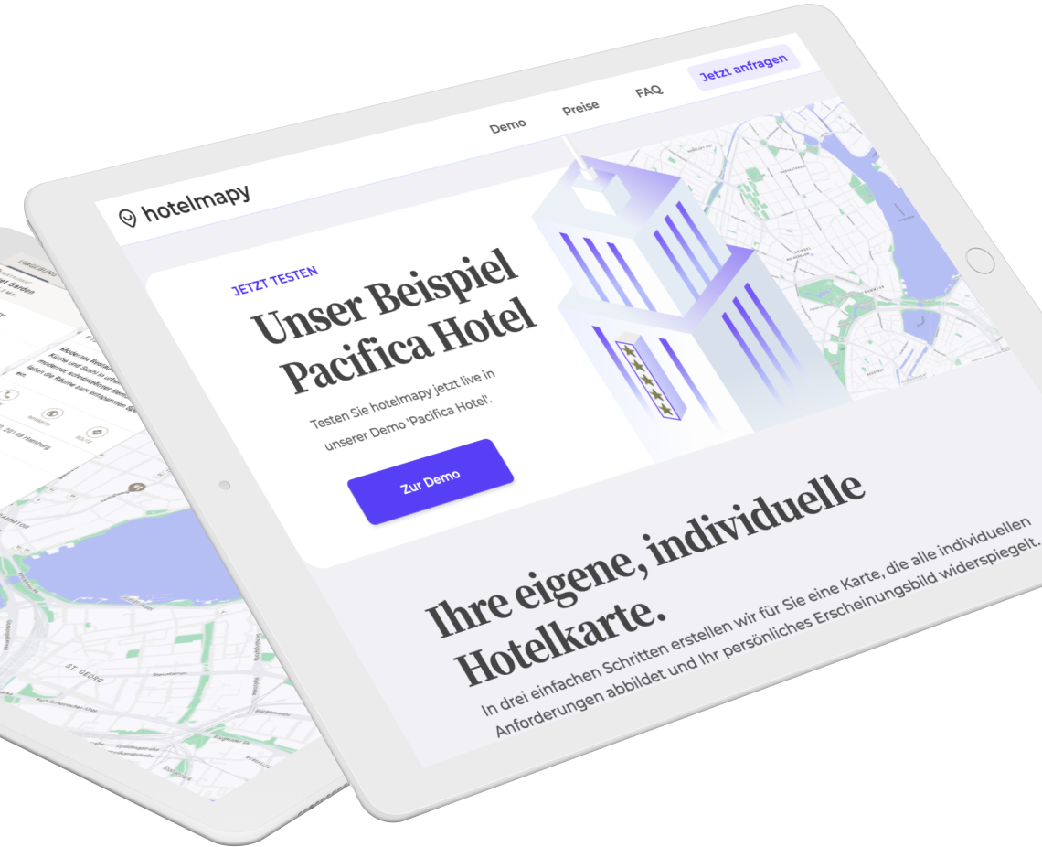 hotelmapy website on ipad mockups